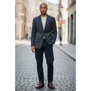 Joseph Abboud Blazer Mens 46R Blue Wool Slim Fit Sport Coat